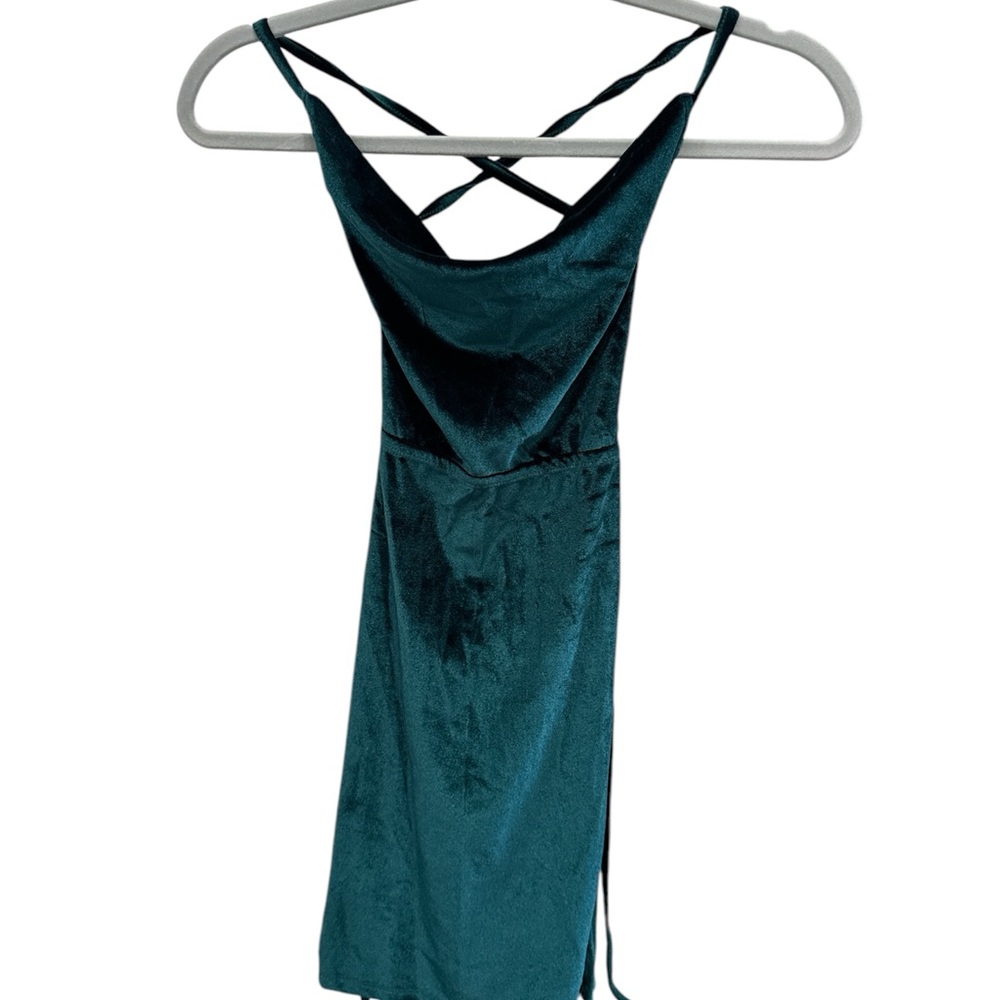 Elegant Gren faux velvet Dress